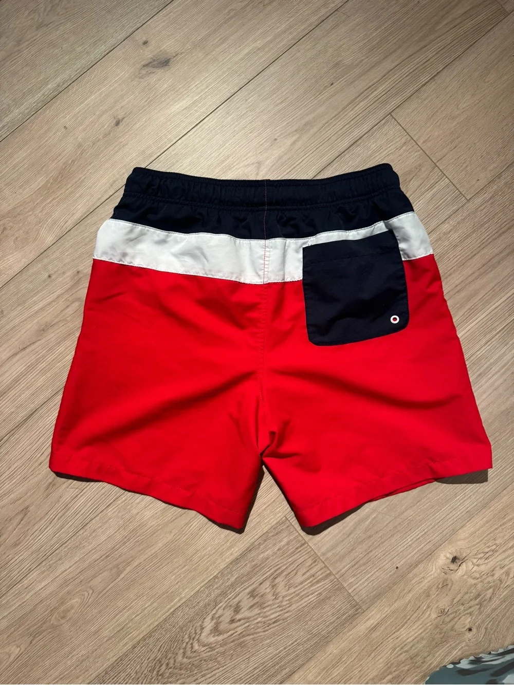 Speedo Red Swim Trunks with Navy Waistband and White Liner